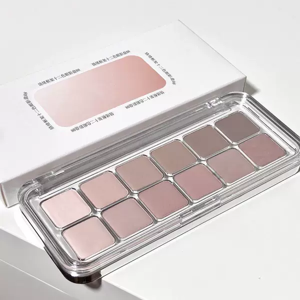 Korean Style Gentle 12 Color Eyeshadow Plate Pure Desire Matte Naked Makeup Low Saturated Grey Pink Earth Color Matte Daily Eyeshadow