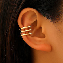 日常简约高级百搭立体手爪耳骨夹无洞三层素圈耳夹女欧美跨境耳饰