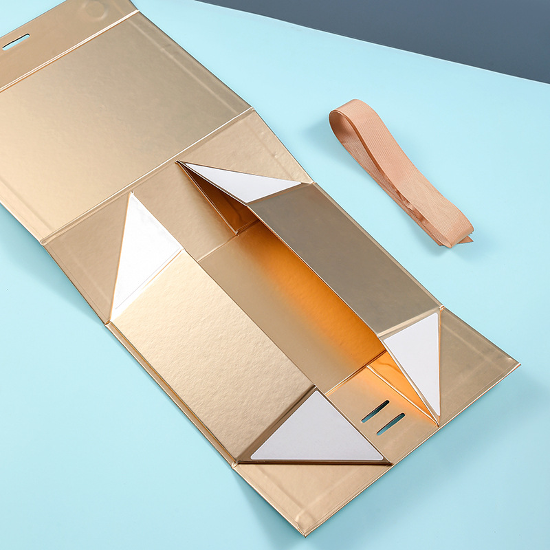 Amazon caliente venta plegable caja de regalo de una pieza arco caja de regalo color sólido Flip fiesta caja de regalo de fiesta