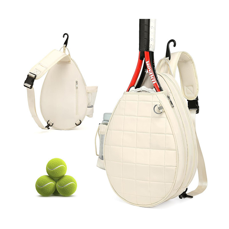 New Tennis Bag Holds 2 Rackets Tennis Backpack Quilted Crossbody Bag Waterproof Bag with Security Pocket