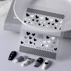 Nail Art Heart Sticker Embossed Sticker Factory 5D Bracelet DIY Bead Black and White Love Nail Sticker