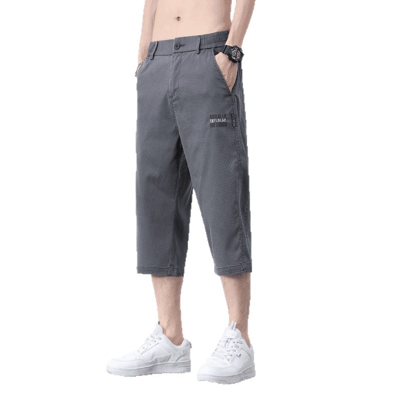 New Trendy Lightweight Business Men's Shorts Spring/Summer Ice Silk Lightweight Fashion Lyocell Straight Casual Cropped Pants