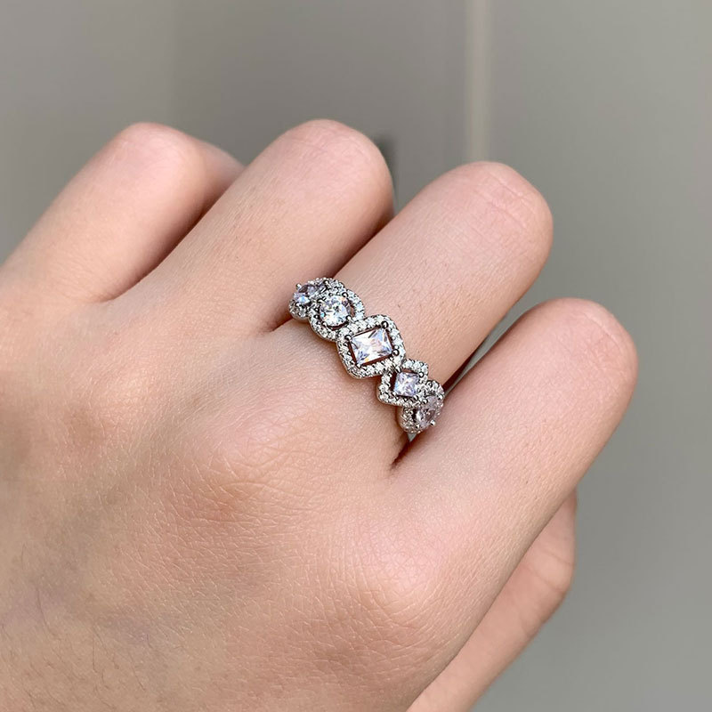 Zircon Wedding Ring For Women Irregular Geometric Silver Jewellery_voghion.com