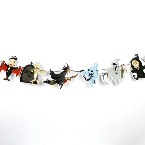 Pinjian Halloween decoración papel pull bandera centro comercial bar KTV decoración Halloween suministros pull bandera al por mayor