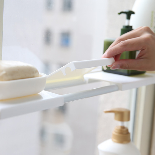 Window sill adjustable partition kitchen clip storage telescopic rod shelf multi-layer rack clutter storage rack divider