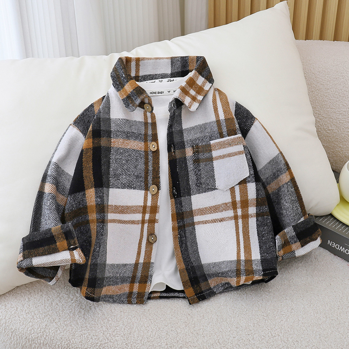 Camisas casuales a cuadros para niños de otoño Camisas para niñas Camisas de manga larga Camisas para niños Camisas para niños