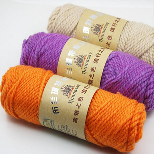 Blanche milk cotton wool two strands of thick wool baby close-fitting sweater hat scarf line hand-woven line