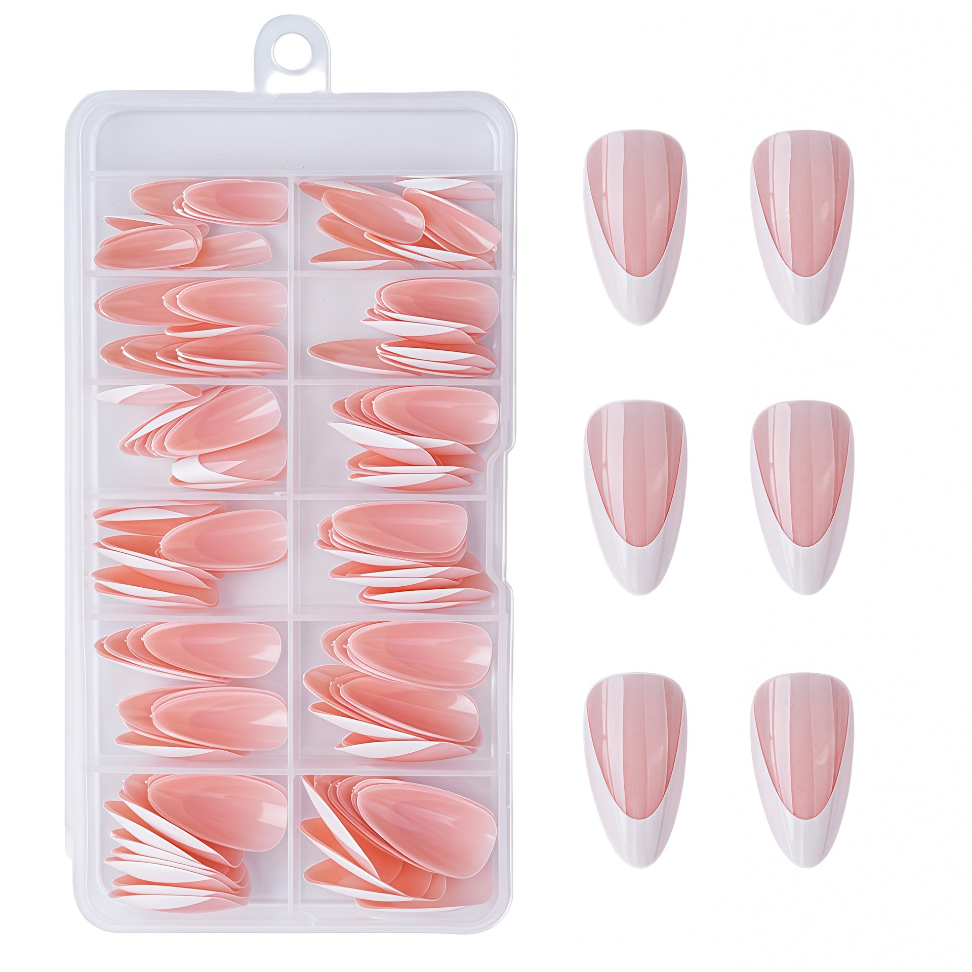 Cross-border foreign trade French press-on nails, almond-shaped, water drop design, artificial nails