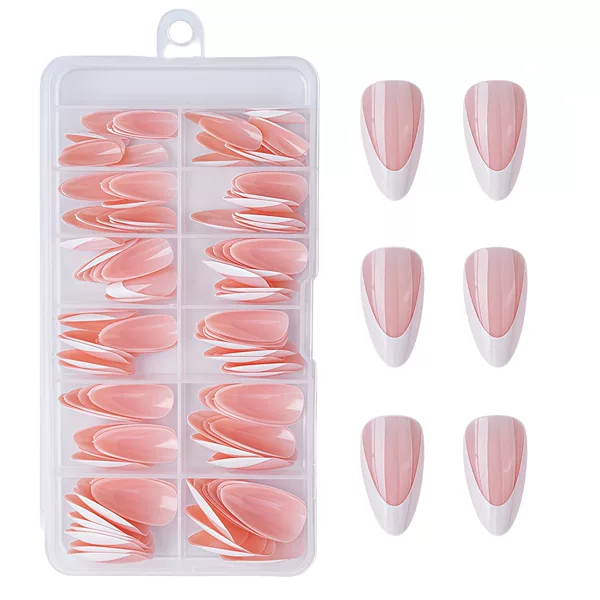 Cross-border foreign trade French press-on nails, almond-shaped, water drop design, artificial nails