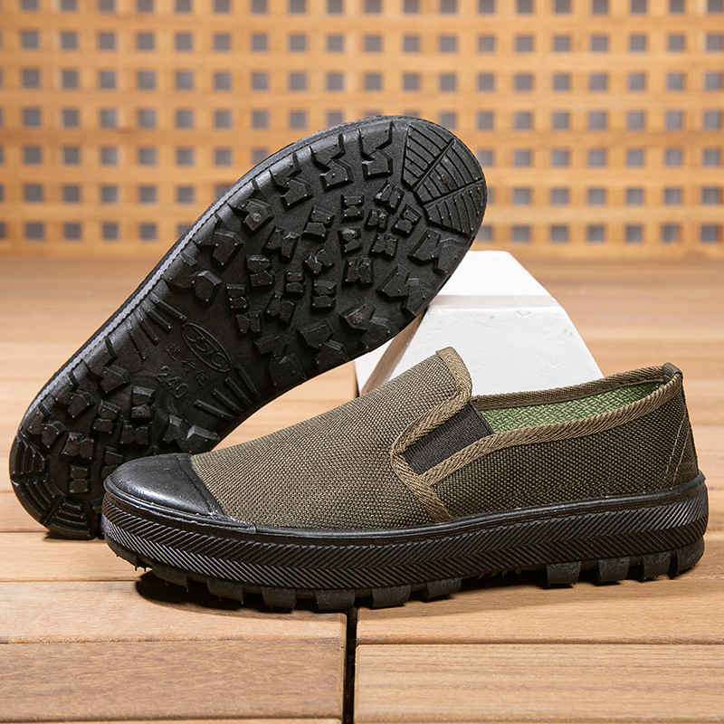 Nuevos zapatos de liberación antideslizante de los hombres zapatos de entrenamiento antideslizante zapatos de trabajo de construcción de sitio de trabajo zapatos de lona transpirables zapatos de protección laboral