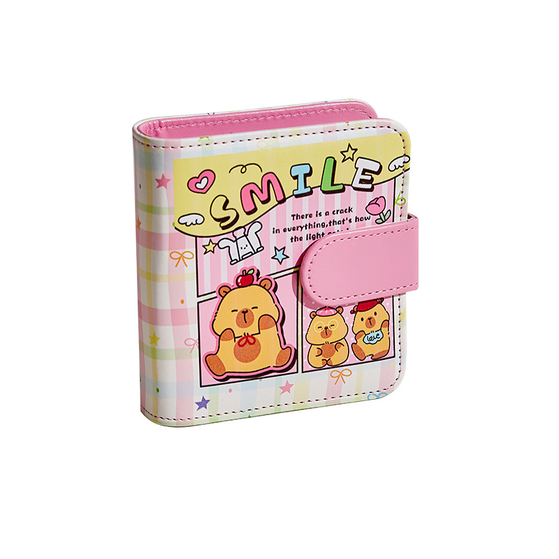 El nuevo libro de tarjetas de cuero Kapibala, hebilla magnética de alto valor, cuadrícula de un palacio, álbum de fotos pequeño portátil, libro de almacenamiento de tarjetas pequeñas Idol