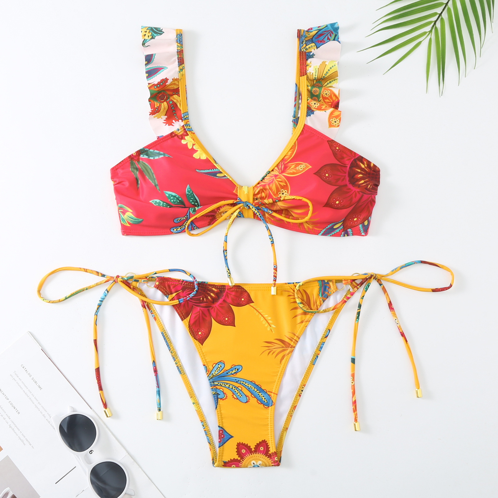 Women's Flower 3 Pieces Set Bikinis Swimwear display picture 4