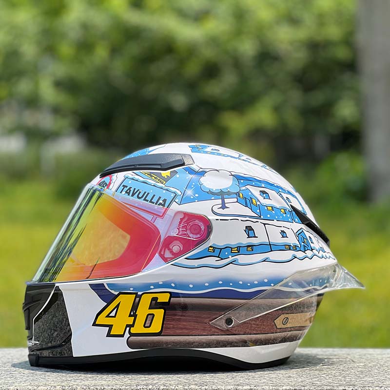 Motorcycle Helmet Personalized Snow House Style with Extended Spoiler
