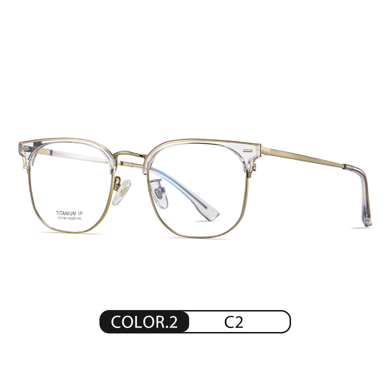 El marco de cejas de los hombres coreanos retro F51109 se puede equipar con marco de miopía, espejo plano, galvanoplastia IP, marco óptico de titanio puro