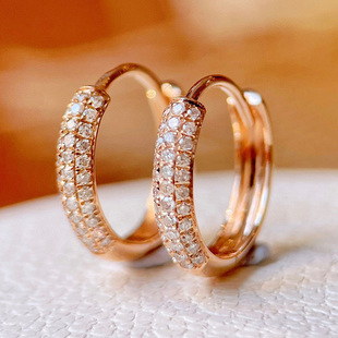 Real gold real diamond 18k gold diamond earrings earrings earrings Au750 rose gold earrings earrings factory direct support to map
