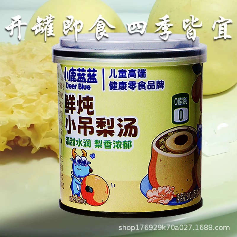 小鹿蓝蓝 Свежеприготовленный детский грушевый суп, свежеприготовленные детские снеки, консервированный грушевый суп, фрукты яркие и сладкие. Открыть банку и есть