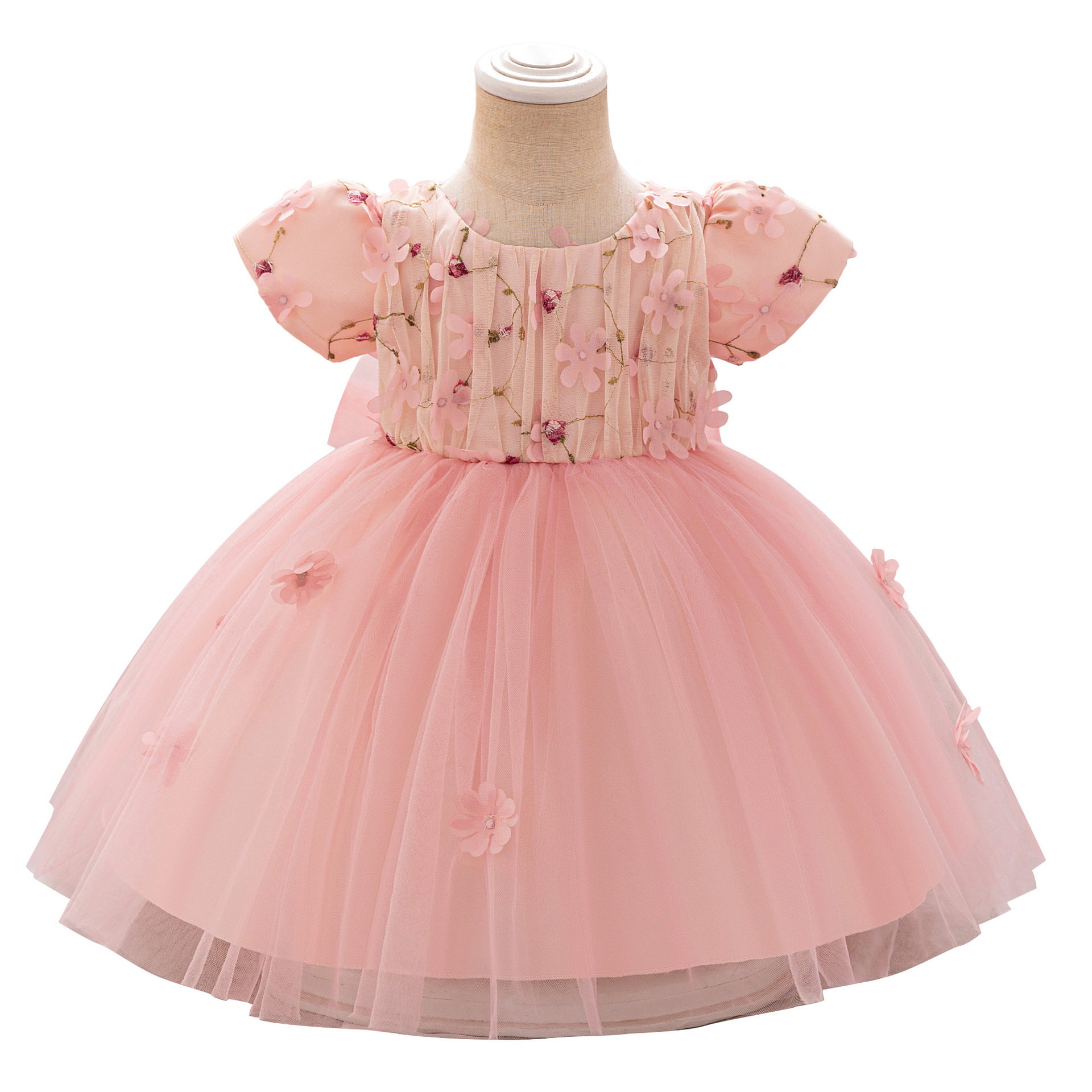 Vestido de niñas Amazon 2024 nuevo bordado de flores mallas falda de bebé falda de princesa infantil