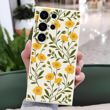 ins手绘线条花朵硅胶手机壳适用三星S24u手机套防摔高级感全包TPA