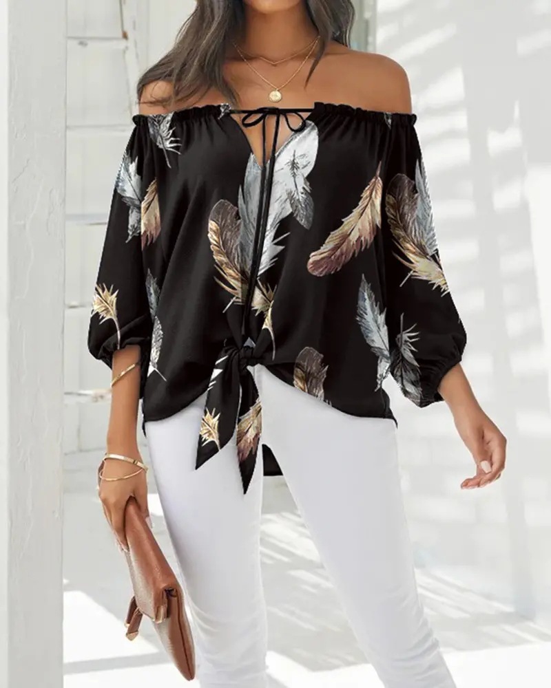 Women's Blouse Long Sleeve Blouses Patchwork Fashion Printing display picture 9