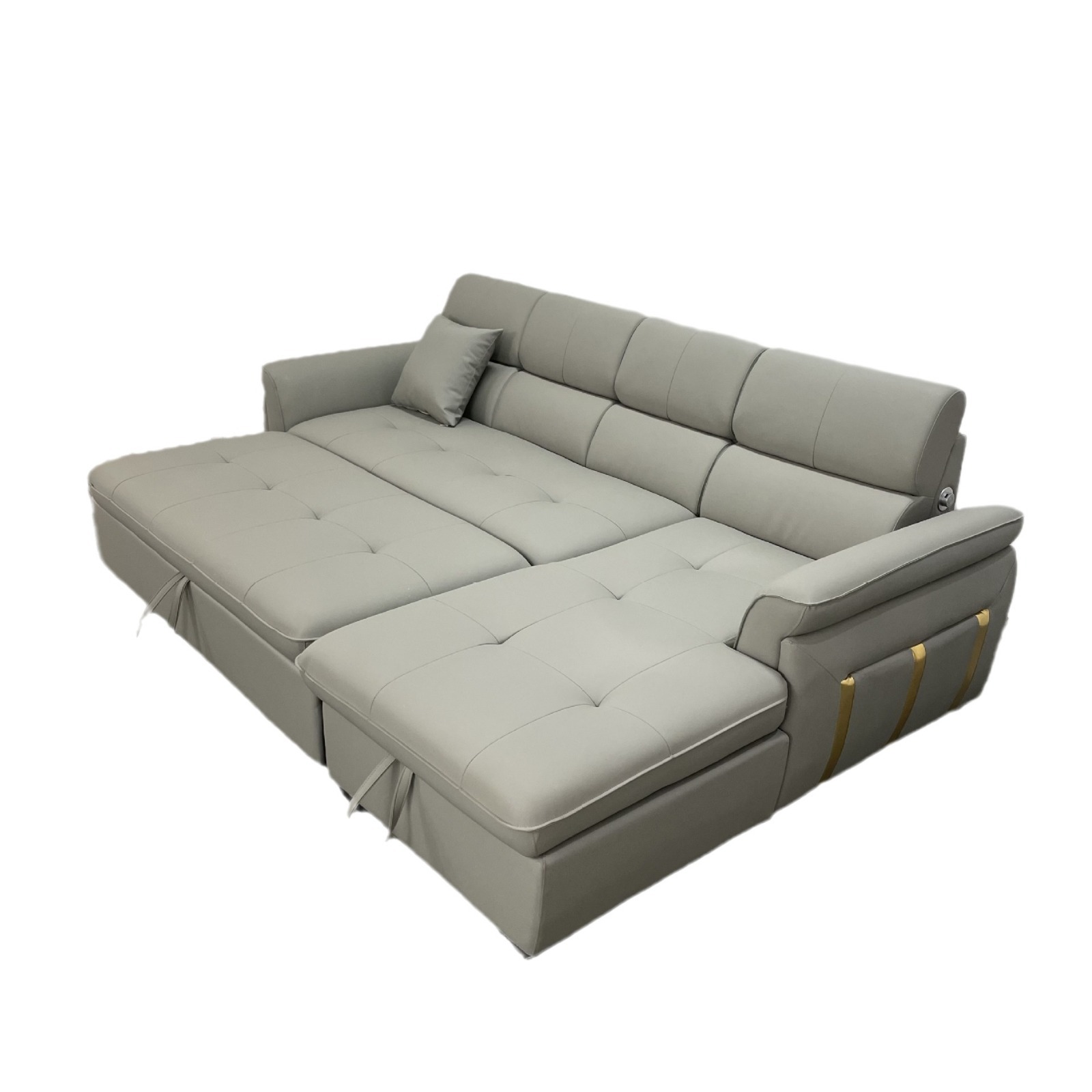 Sofá multifuncional de pequeño hogar con esquina de sala de estar en forma de L, sofá cama de doble uso con arte de cuero y almacenamiento combinado