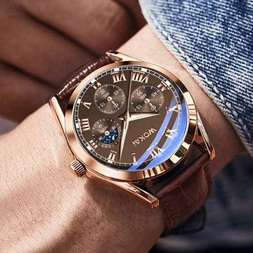 New Wokai Quartz Men's Business Strap Watch Alloy Bracelet Watch Wholesale