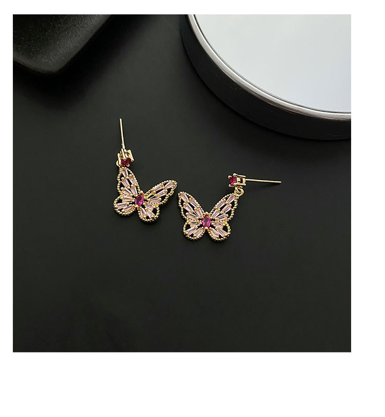 Sweet Butterfly Copper Earrings Inlay Zircon Copper Earrings display picture 4
