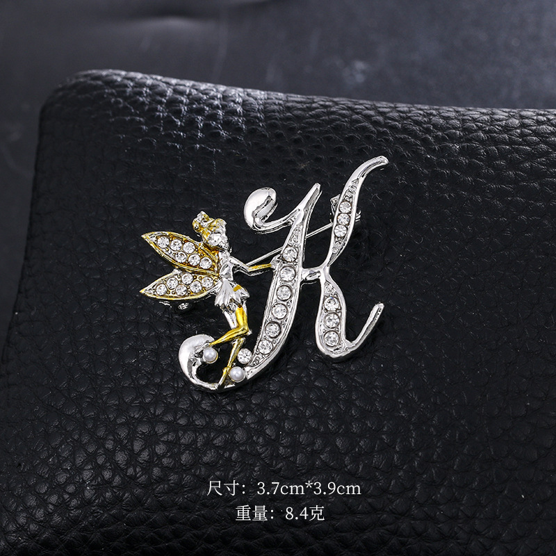 Ángel inglés carta broche moda oro diamante broche aleación ramillete accesorios de ropa PIN