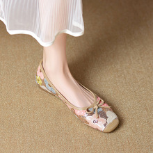 国风系列之亮片！时光荏苒新款真皮单鞋女一脚蹬浅口平底鞋奶奶鞋