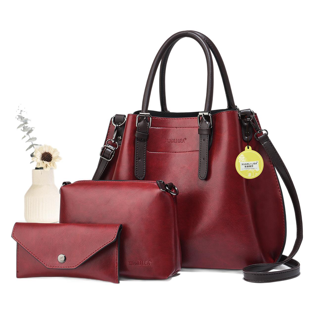 Bolsa de mano retro pu tres piezas paquete de bolsas de hombro bolsas de calidad bolsas de mujer de comercio exterior