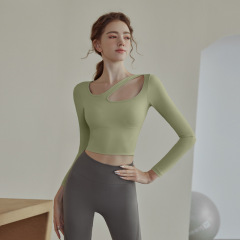 Cross-border sports fitness long-sleeved women's T-shirt Western running gym elastic quick-drying tight yoga top
