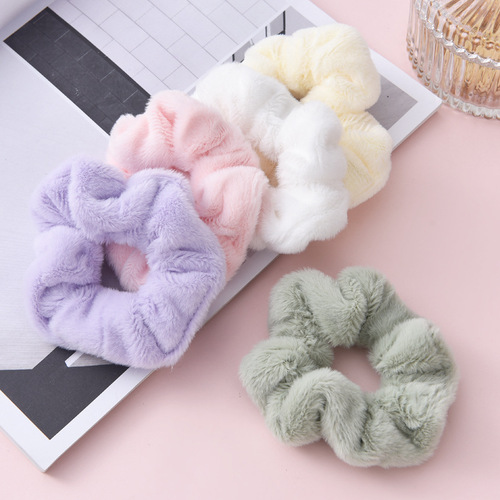 Winter large and versatile imitation rabbit hair rope warm headband women's plush hair ring internet celebrity large intestine ring ins hair accessory