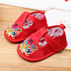 新款嬰幼兒尖牙虎頭學步鞋男女寶寶周歲學步前虎頭刺繡軟底布鞋