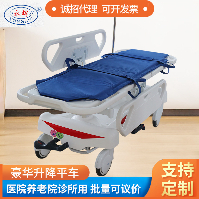 ABS升降平车医院病人转运床 手动升降转运车 急诊推床