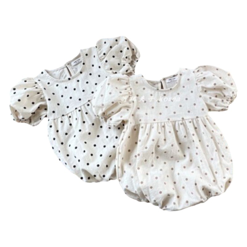Bebé niñas burbuja manga mono estilo coreano ropa de verano bebé Polka Dot vaina falda bebé niñas mameluco ropa de verano