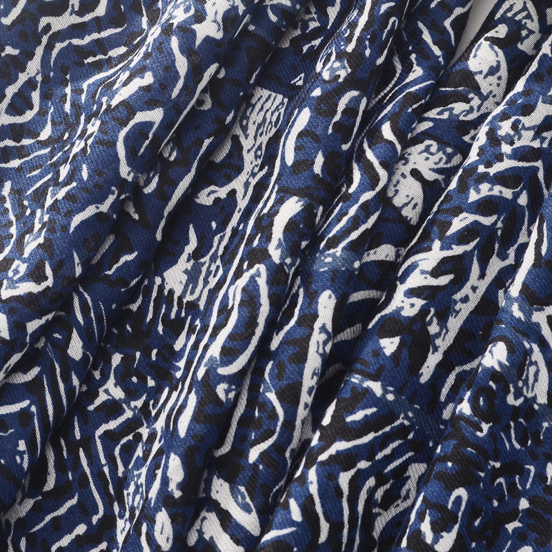 El Comercio exterior retro estilo étnico bufanda de seda azul y blanco porcelana impresa algodón y lino siente bufanda larga de doble uso chal bufanda de las mujeres