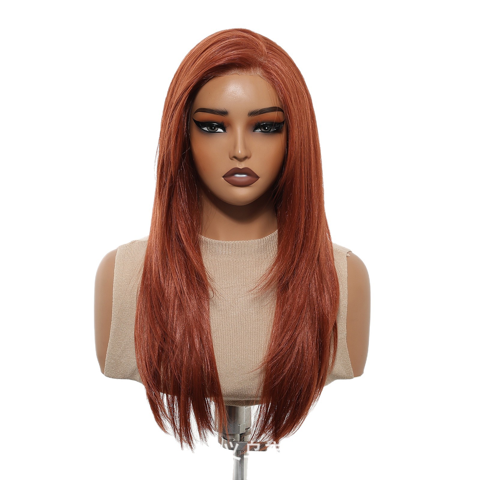 Pelucas de encaje de gran área de estilo europeo y americano transfronterizas, cosidas a voluntad, burdeos, pelo liso de longitud media, todo en stock de fábrica