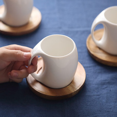 Simple Ceramic Water Cup Mugs with Saucer for Home, Milk Tea Cup Office Coffee Cup Set as Gift with Logo Printing