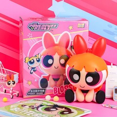 Maihe パワーパフガールズ高品質貯金箱トレンディなおもちゃハンドフィギュア漫画人形ギフトギフト子供のギフト