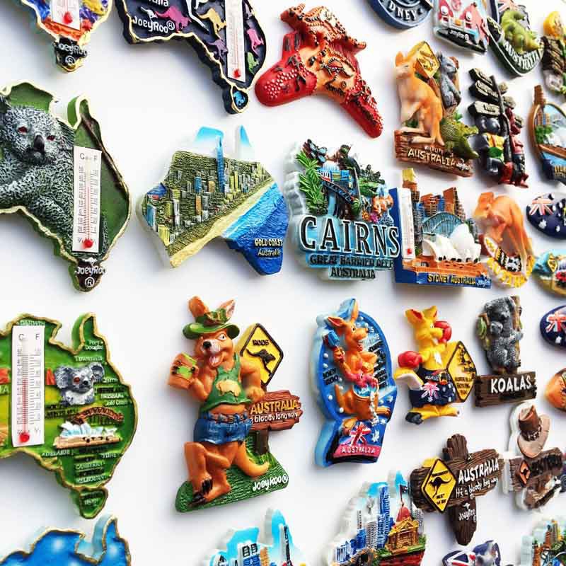 Manufacturer Spot Wholesale Australian Travel Commemorative Decorative Crafts Resin Painted Magnetic Refrigerator Magnet Magnetic Suction