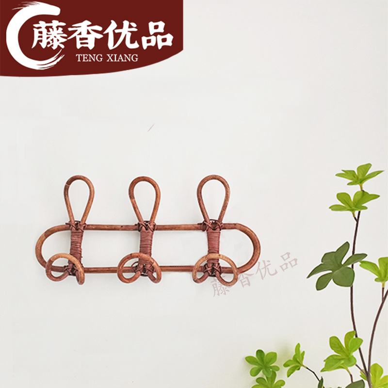 Hecho a mano ins Retro Ropa de ratán real y gancho de sombrero simple gancho de pared gancho de ropa decorativa gancho de ropa de pasillo gancho de niños