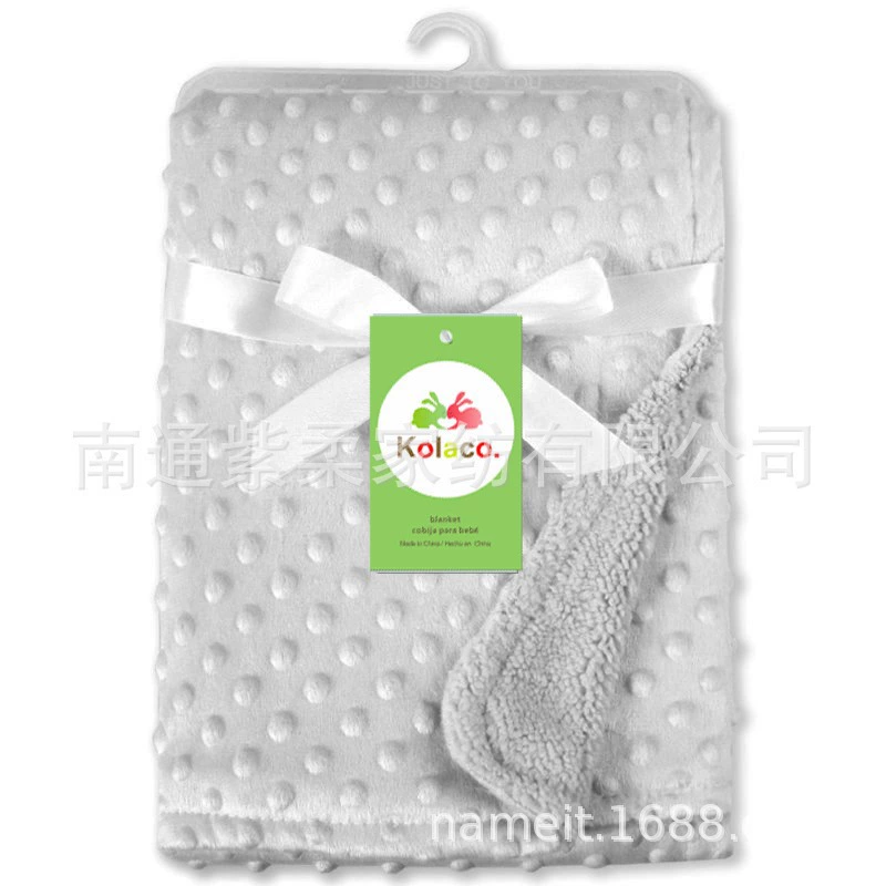 Export baby thick knitted fleece small blanket, double-layer extra soft hole pattern blanket for autumn and winter babies