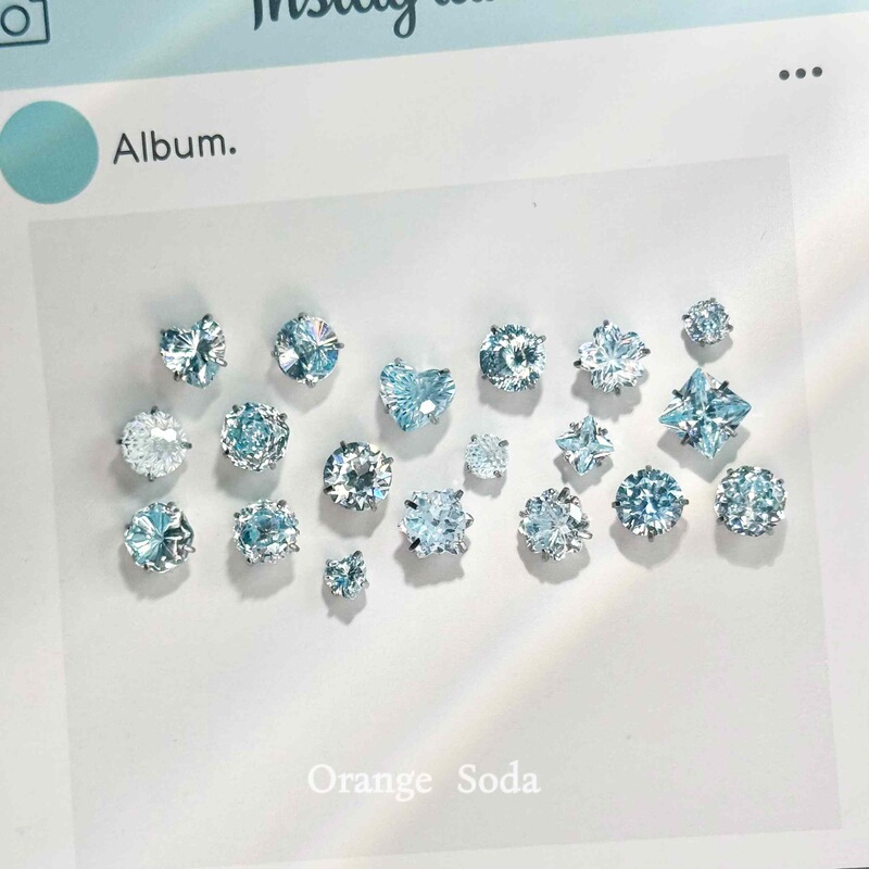 Sparkling Ice Blue Ear Bone Stud F136 Titanium Alloy Internal Spiral Cochlear Stud Versatile Everyday Ear Stud New Model