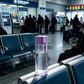 单层透明塑料方形提绳杯直筒设计密封防漏车载旅行水杯