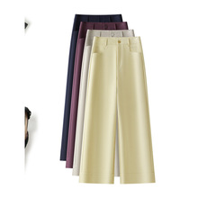 快手直播货源百搭显瘦女裤高腰都市风气质通勤直筒休闲裤厂家直批