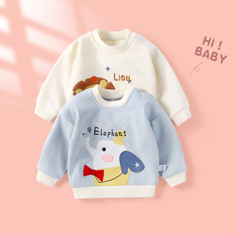 Baby Long-Sleeve Cartoon Hoodie T-Shirt for Spring and Autumn, Cute Children's Sweatshirt, Toddler Pullover Top Infant Clothing