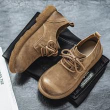 网红男鞋2025秋季新款复古系带百搭软皮软底透气皮鞋男款大头鞋子