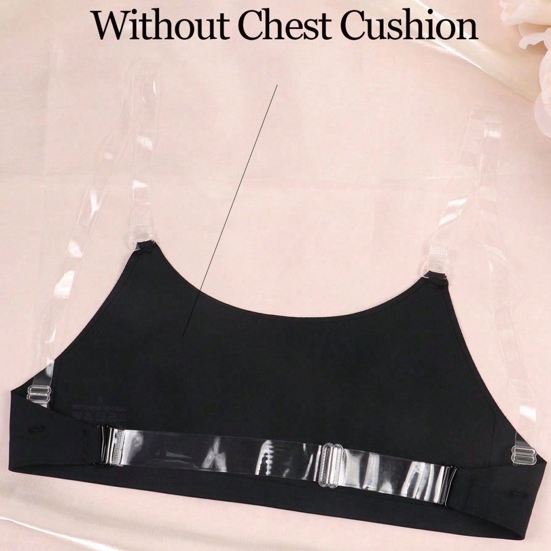 Bra transparente transfronterizo sin cinturón de hombro sin anillo de acero delgado sujetador de pecho anti-caída de espalda ajustable ropa interior