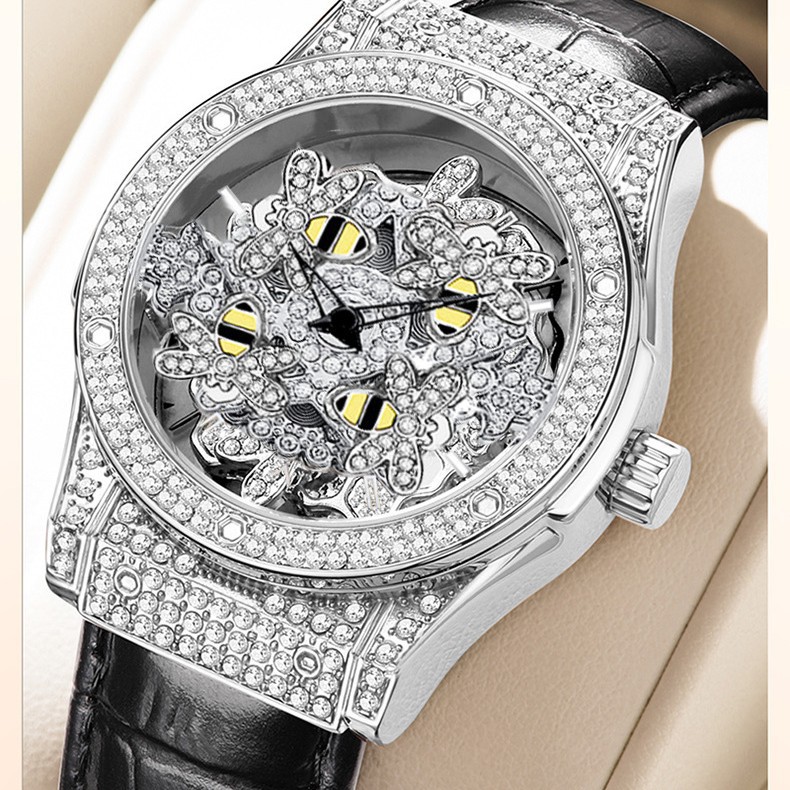 In Stock: Zido High-end Brand Rotating Bee Watch, Popular Item From Douyin Live Broadcasts, Diamond-encrusted Women's_voghion.com