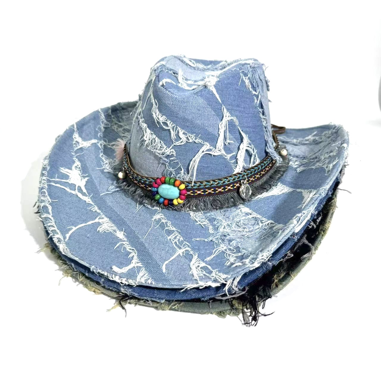 Retro blue denim spring summer sun hat