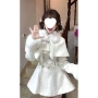 春秋季白色夹棉斗篷连衣裙